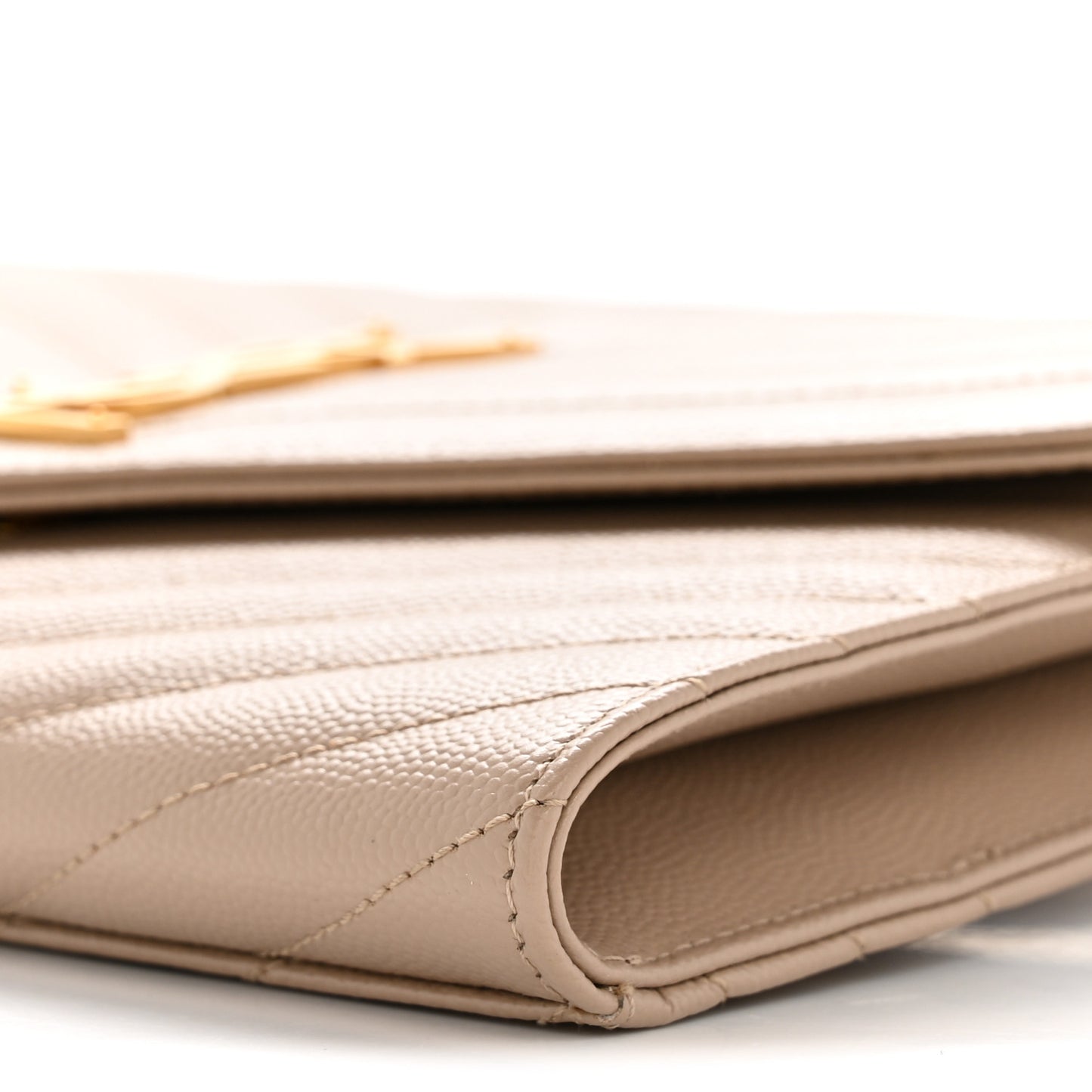 Grain De Poudre Matelasse Chevron Monogram Envelope Clutch Dark Beige
