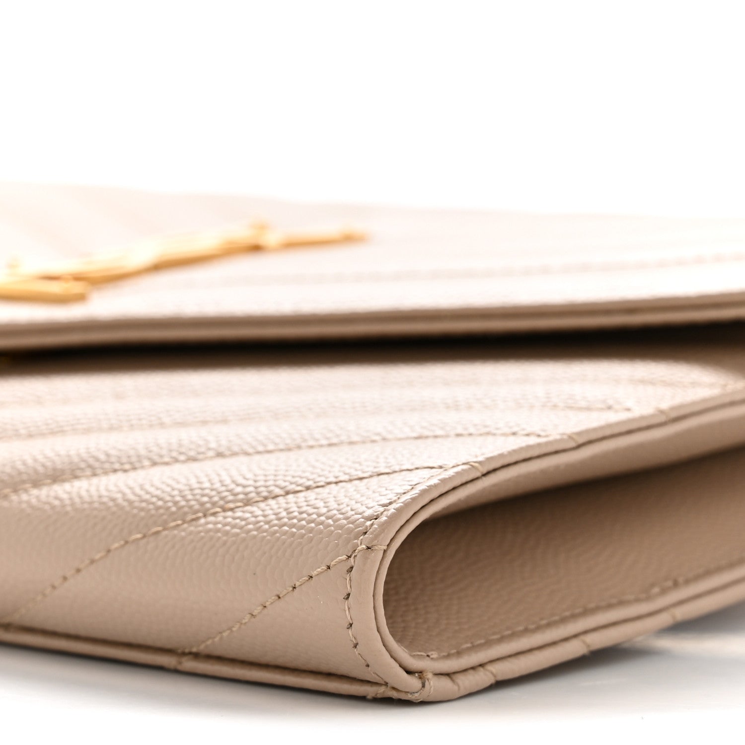 Saint Laurent Grain De Poudre Matelasse Chevron Monogram Envelope Clutch Dark Beige 10 of 12