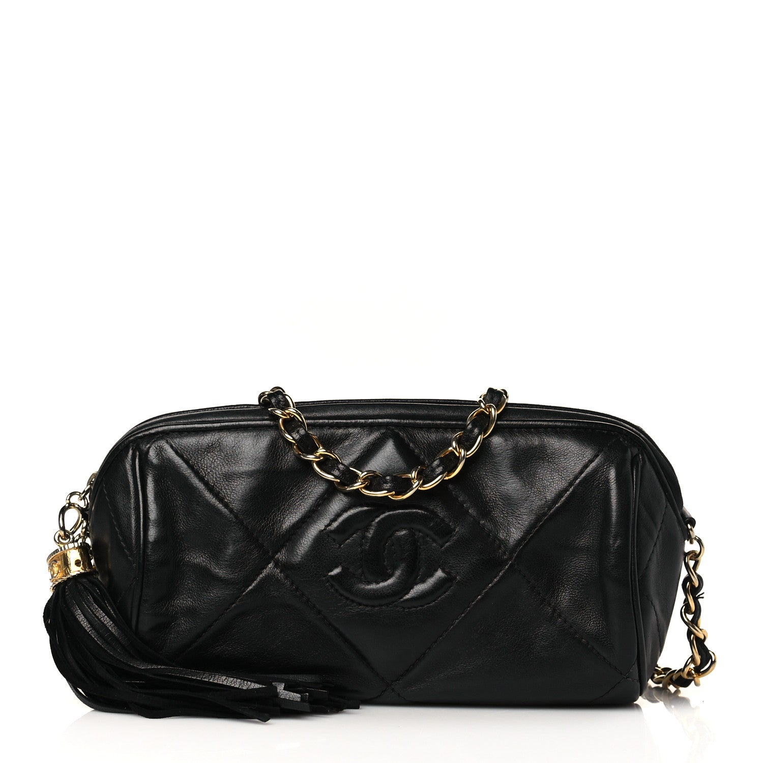 Chanel Lambskin Quilted Small Tassel Camera Case Black 1 of 9