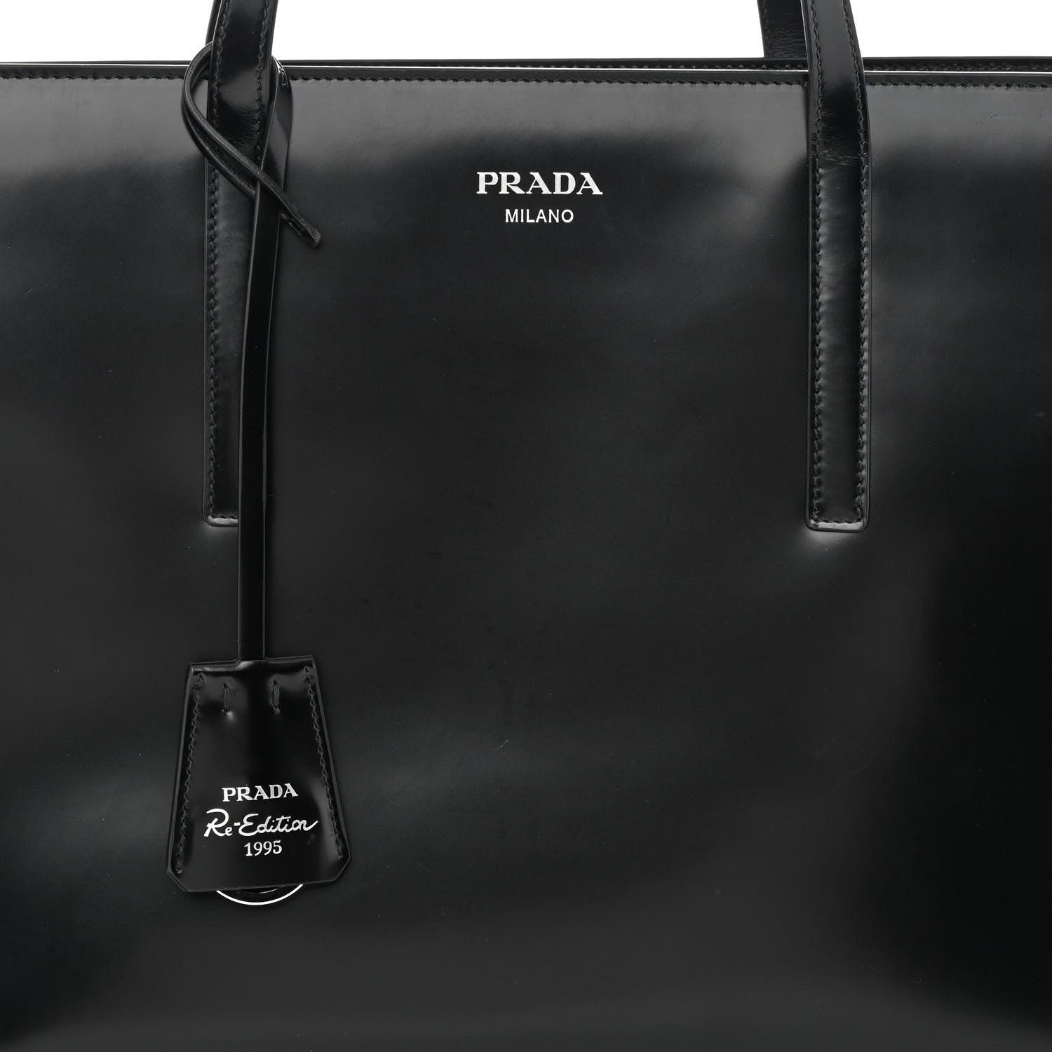 Prada Spazzolato Large Re-Edition 1995 Double Handle Handbag Black 10 of 14