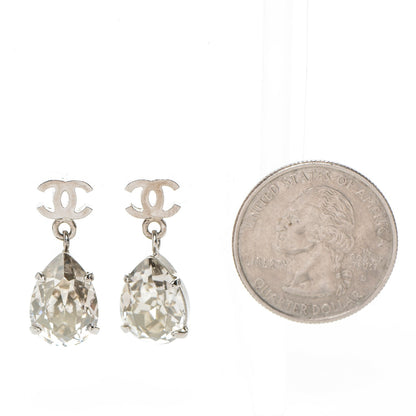 Chanel Crystal CC Drop Earrings Silver 2 of 4