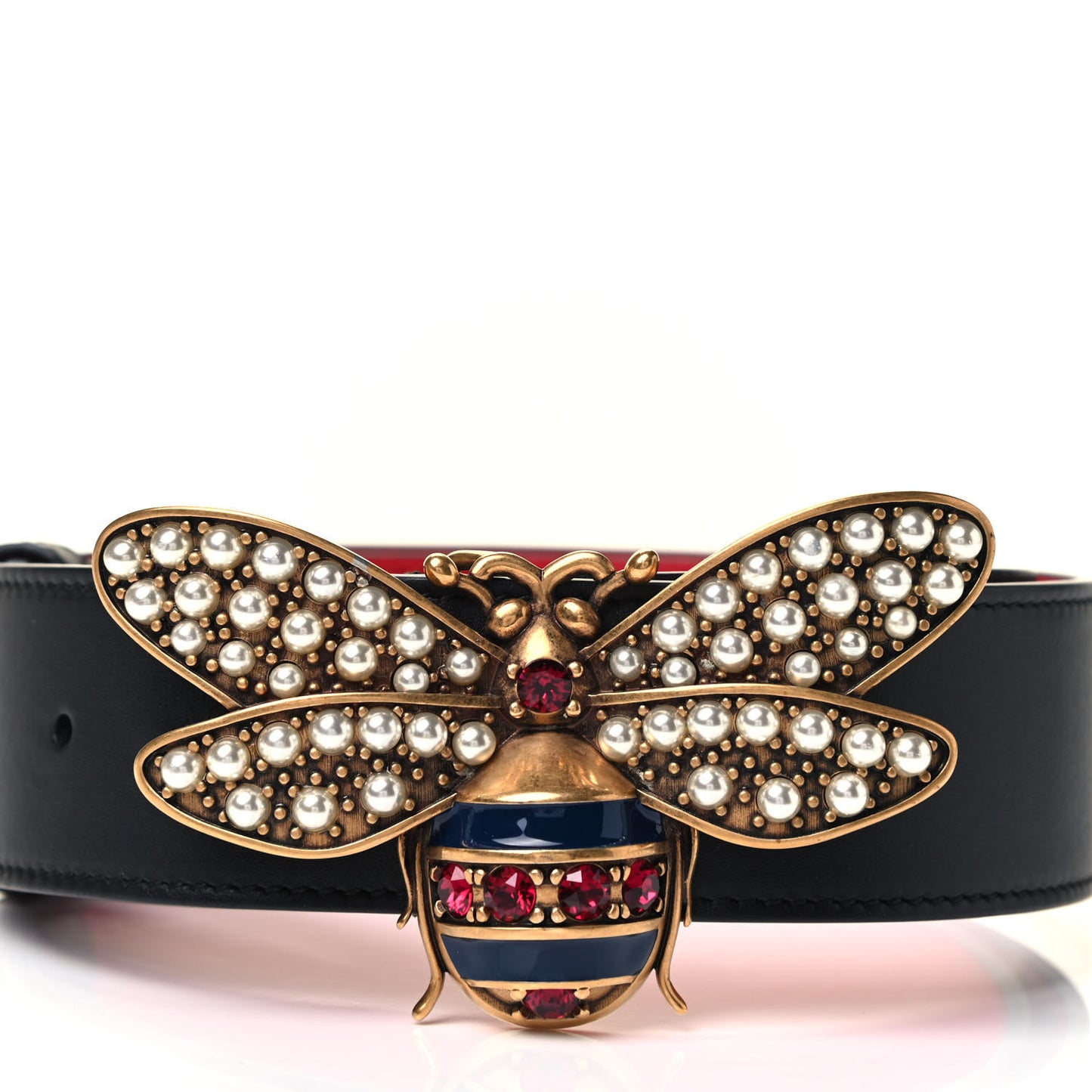 Calfskin Queen Margaret Bee Belt 85 34 Black