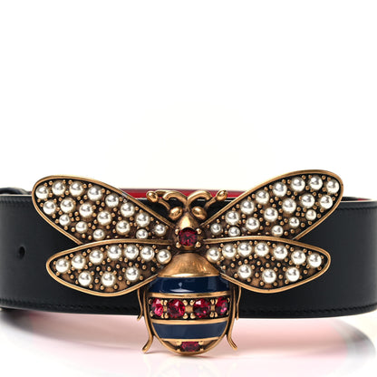 Gucci Calfskin Queen Margaret Bee Belt 85 34 Black 3 of 4