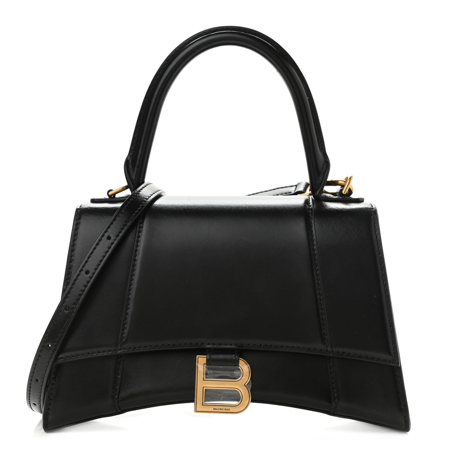 Balenciaga Shiny Box Calfskin Small Hourglass Top Handle Bag Black 1 of 9