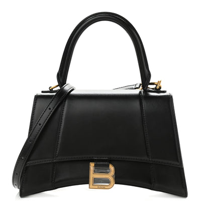 Balenciaga Shiny Box Calfskin Small Hourglass Top Handle Bag Black 1 of 9