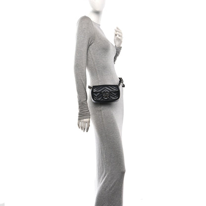 Gucci Calfskin Matelasse Monochrome GG Marmont Chain Belt Bag Black 2 of 10