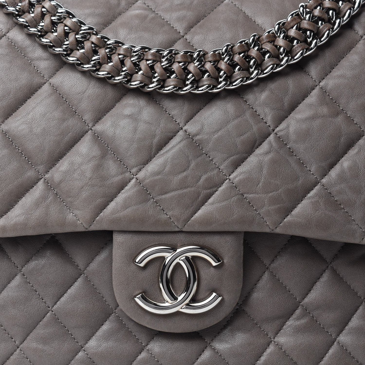 Chanel Washed Lambskin Quilted Chain Around Maxi Flap Taupe 11 of 11