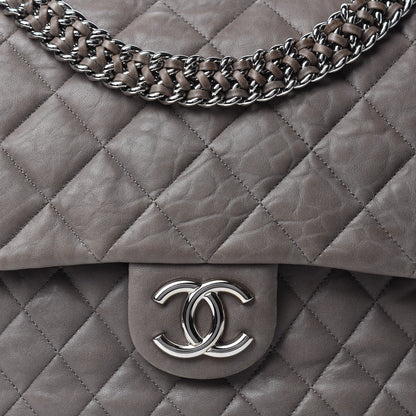 Chanel Washed Lambskin Quilted Chain Around Maxi Flap Taupe 11 of 11
