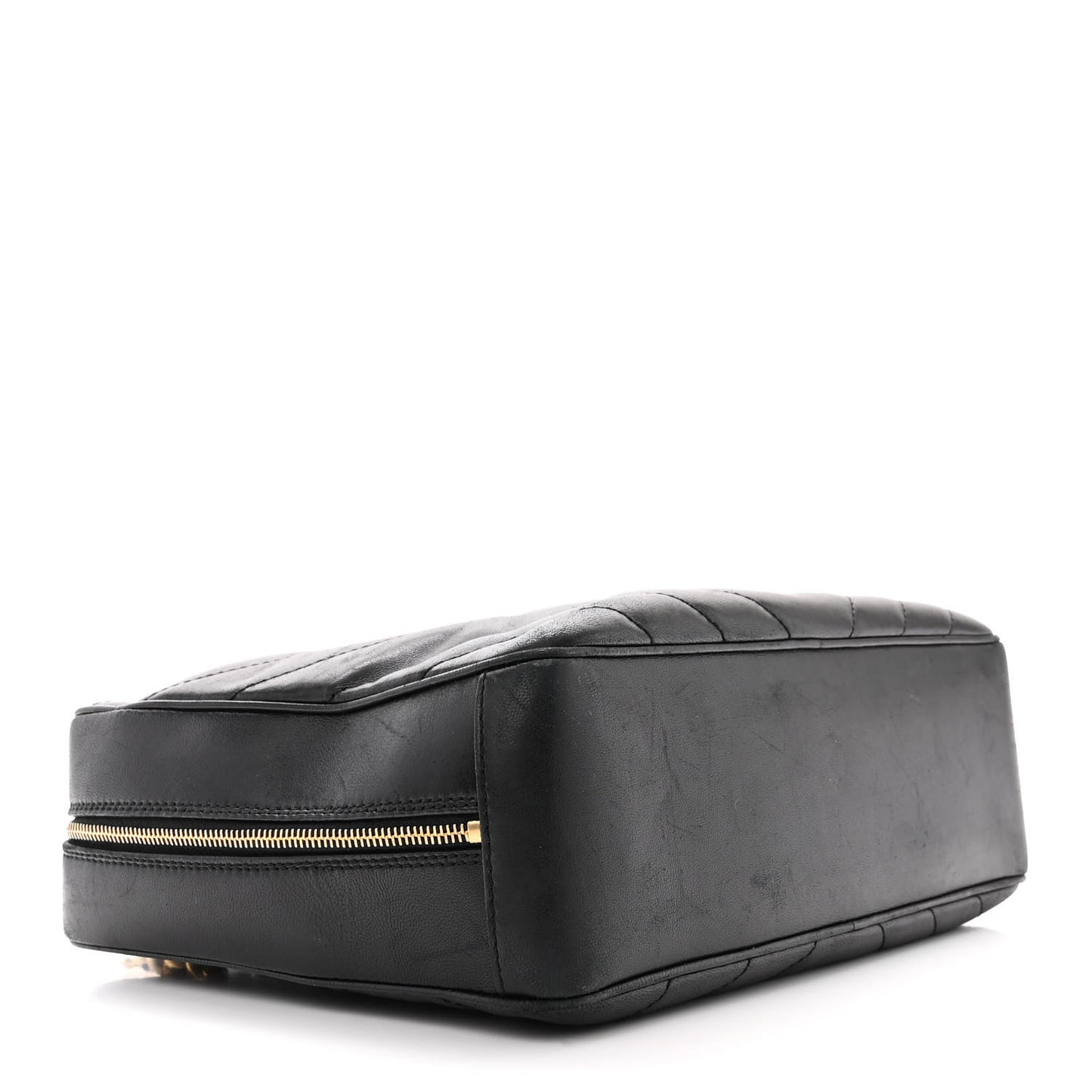 Lambskin Chevron Quilted Camera Case Black