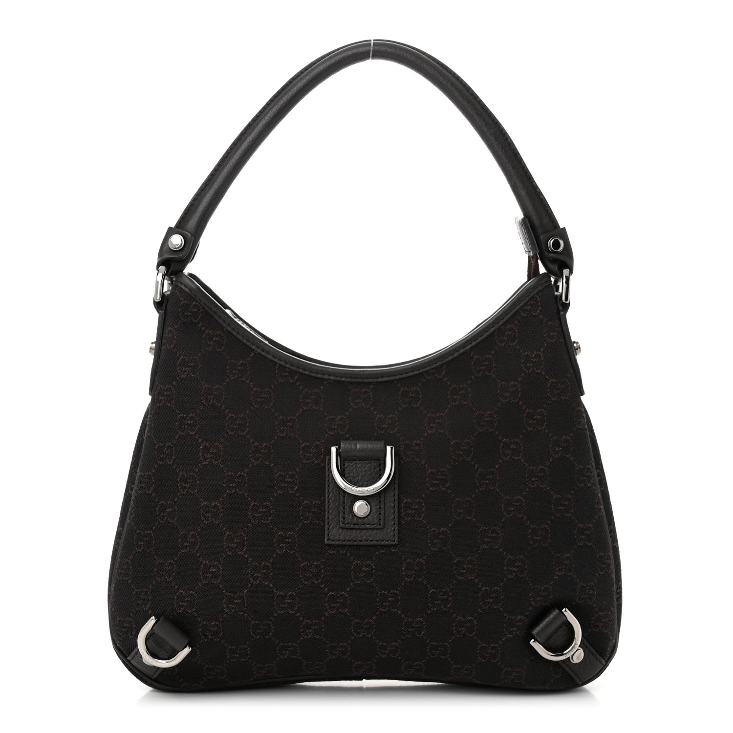 Gucci Denim Monogram Abbey D Ring Hobo Brown 1 of 10