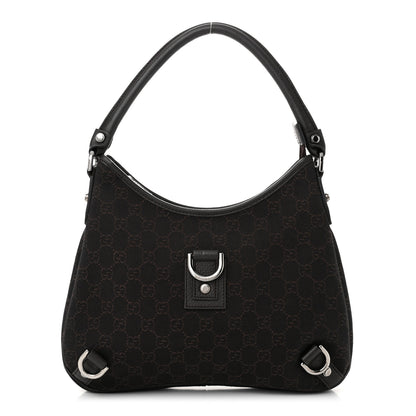 Gucci Denim Monogram Abbey D Ring Hobo Brown 1 of 10
