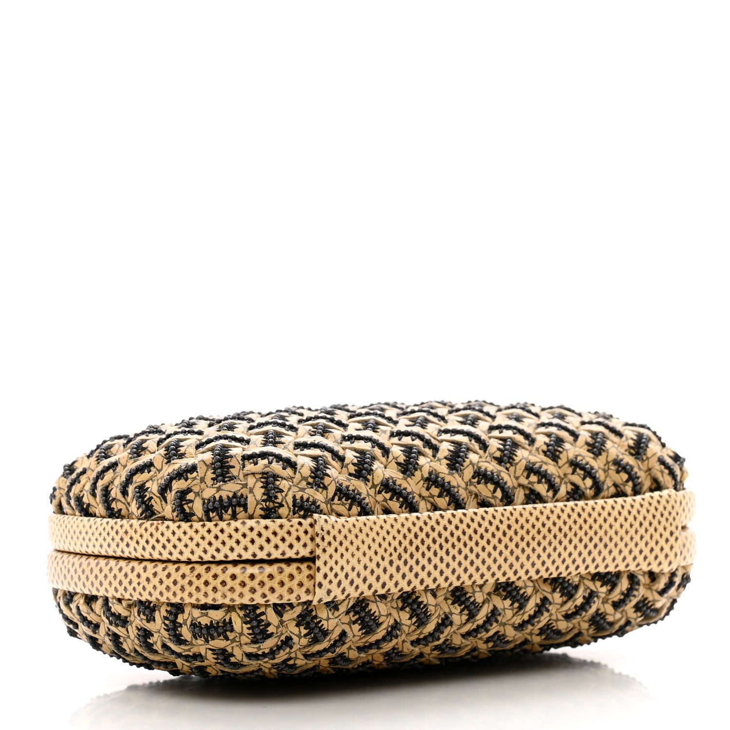 Bottega Veneta Nappa Intrecciato Beaded Knot Clutch Beige Black 4 of 6