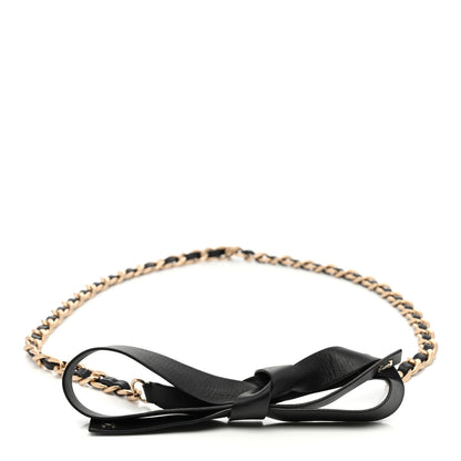 Chanel Lambskin Chain CC Bow Belt M Black Gold 1 of 4