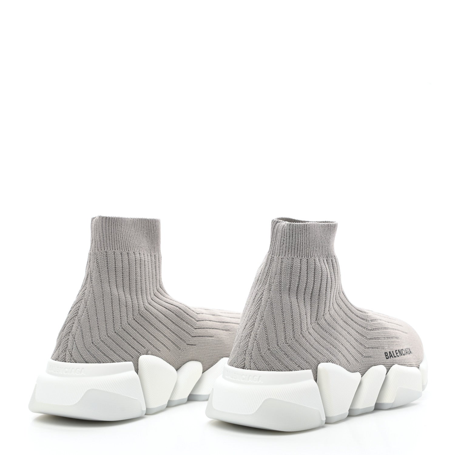 Balenciaga Ribbed Knit Womens Speed 2.0 Transparent Sole Sneakers 38 Baltic Grey White 4 of 7