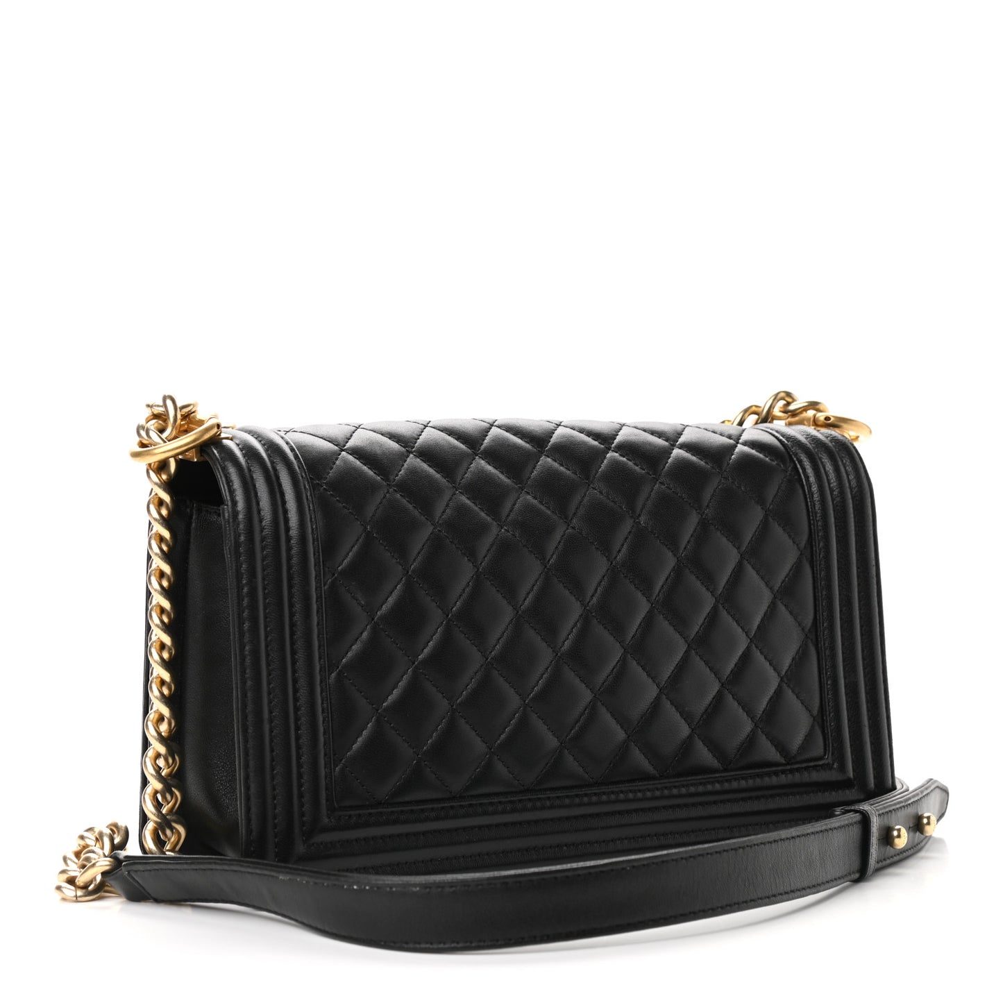 Lambskin Quilted Medium Boy Flap Black