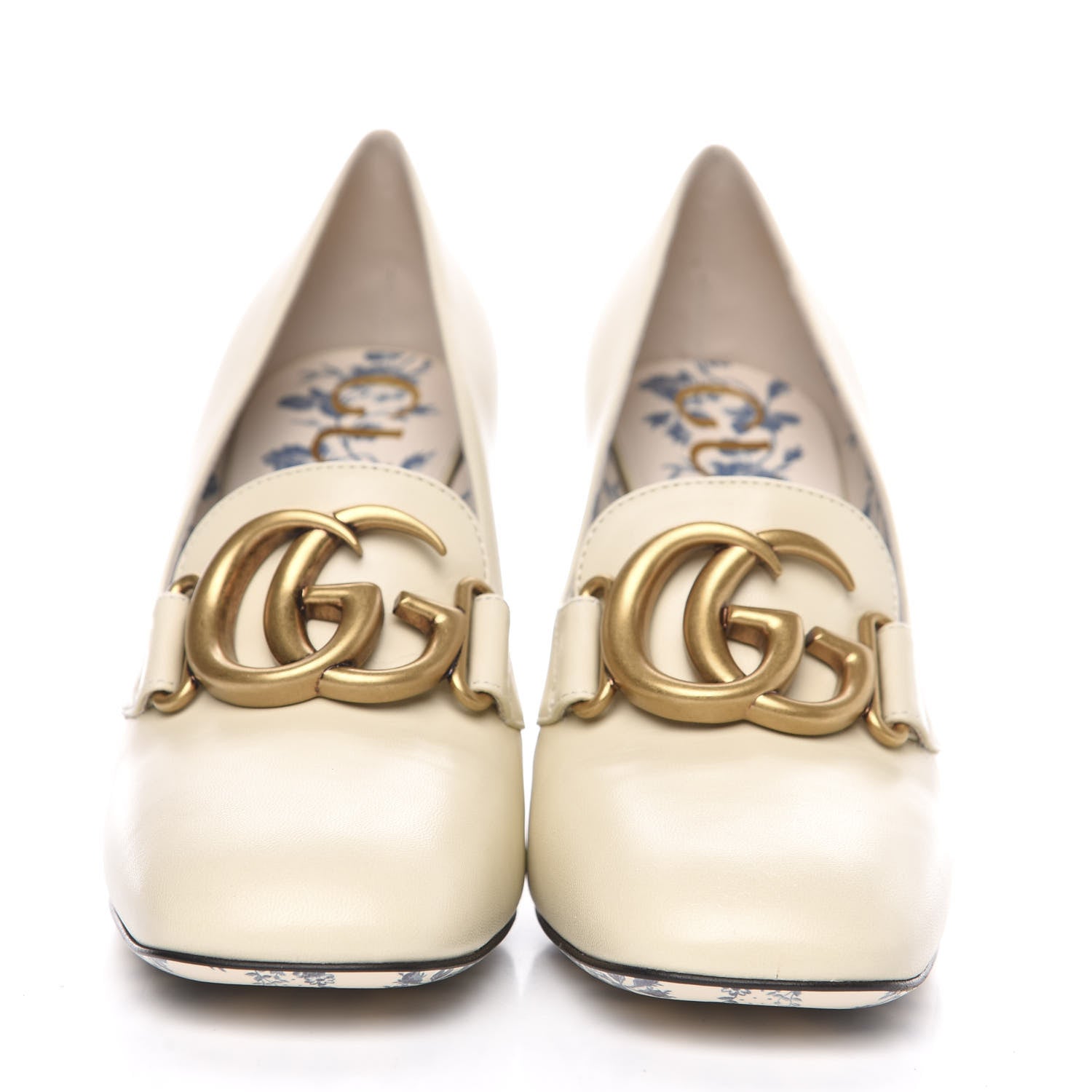 Gucci Malaga Kid GG Victoire 95mm Loafer Pumps 37.5 Vintage White 2 of 9