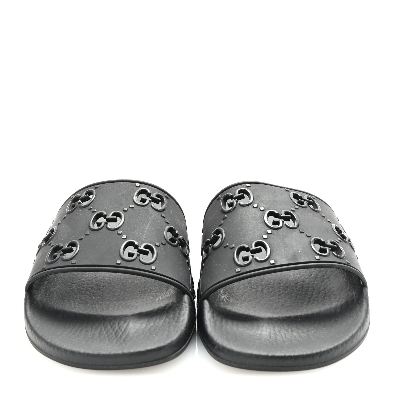Gucci Rubber GG Monogram Perforated Womens Slide Sandals 39 Black 3 of 8