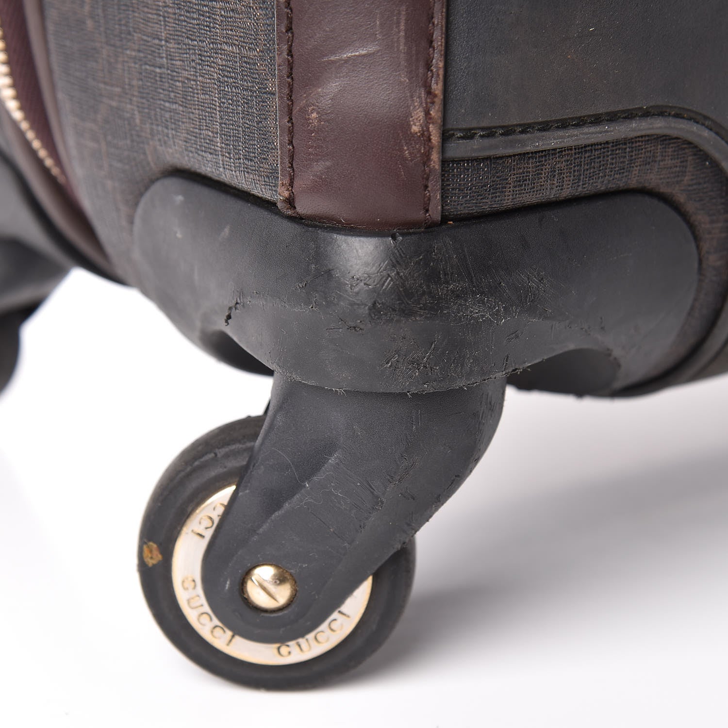 Gucci GG Supreme Monogram Four Wheel Carry On Suitcase Dark Brown 28 of 46