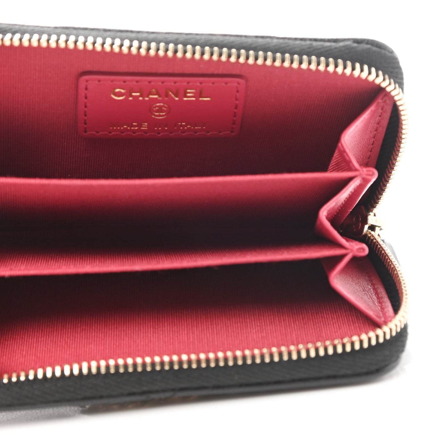 Shiny Goatskin Quilted Chanel 19 Zip Around Coin Purse Wallet Black