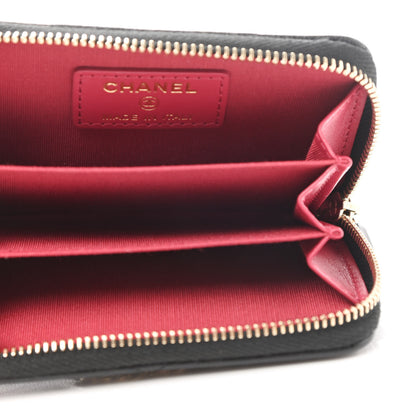 Chanel Shiny Goatskin Quilted Chanel 19 Zip Around Coin Purse Wallet Black 5 of 8