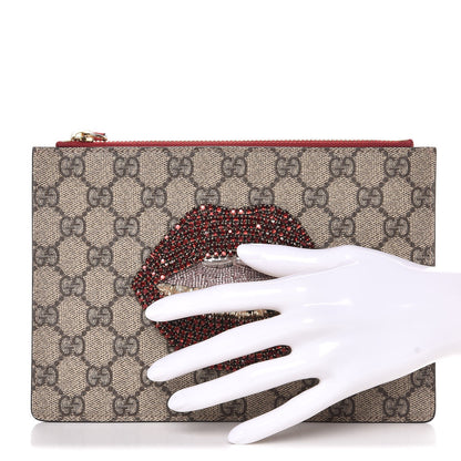 Gucci GG Supreme Monogram Merveilles Lips Zip Pouch Hibiscus Red 2 of 8