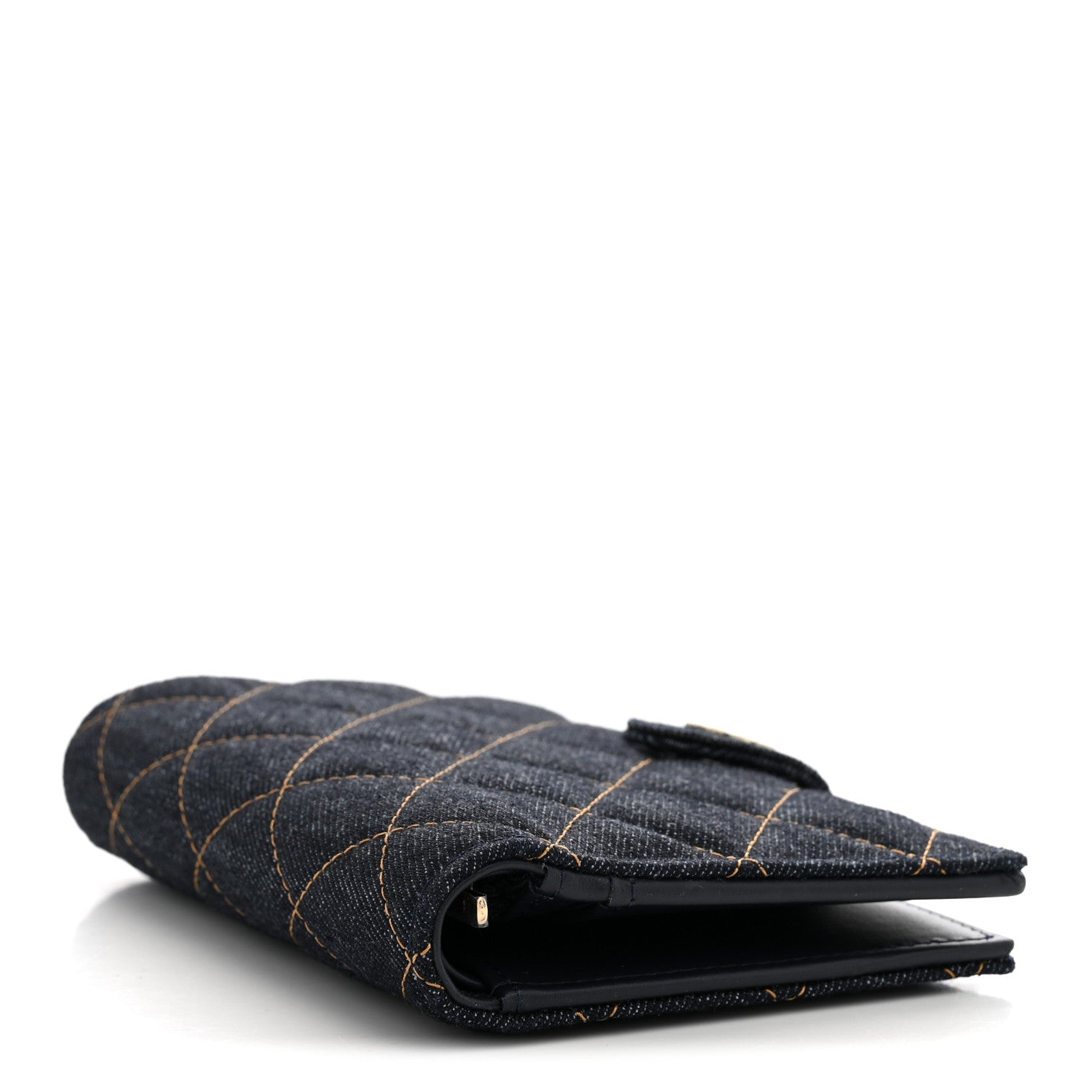 Chanel Denim Quilted Passport Holder Dark Blue Orange 4 of 8