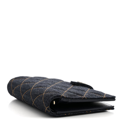 Chanel Denim Quilted Passport Holder Dark Blue Orange 4 of 8