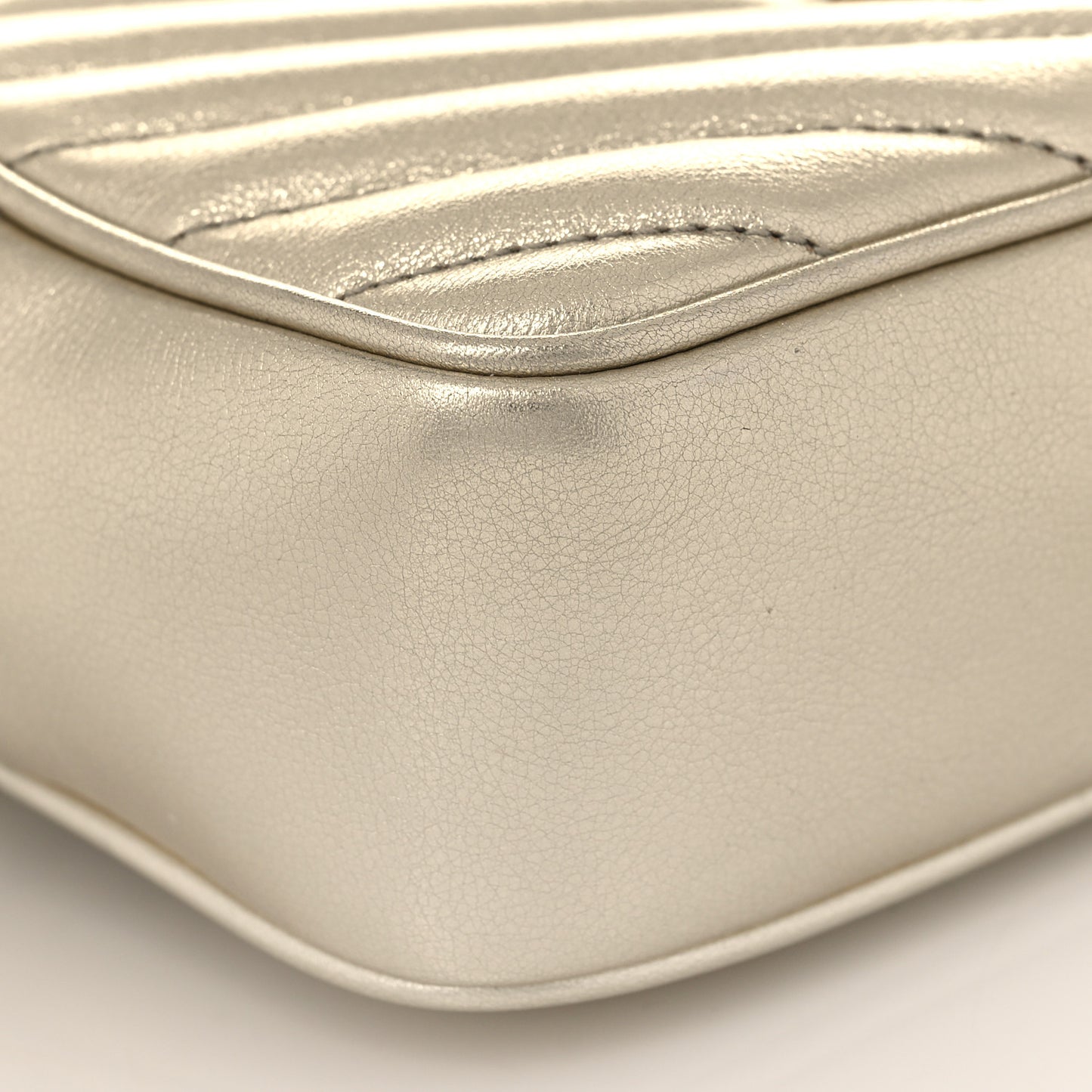 Metallic Calfskin Matelasse Monogram Lou Belt Bag Platino