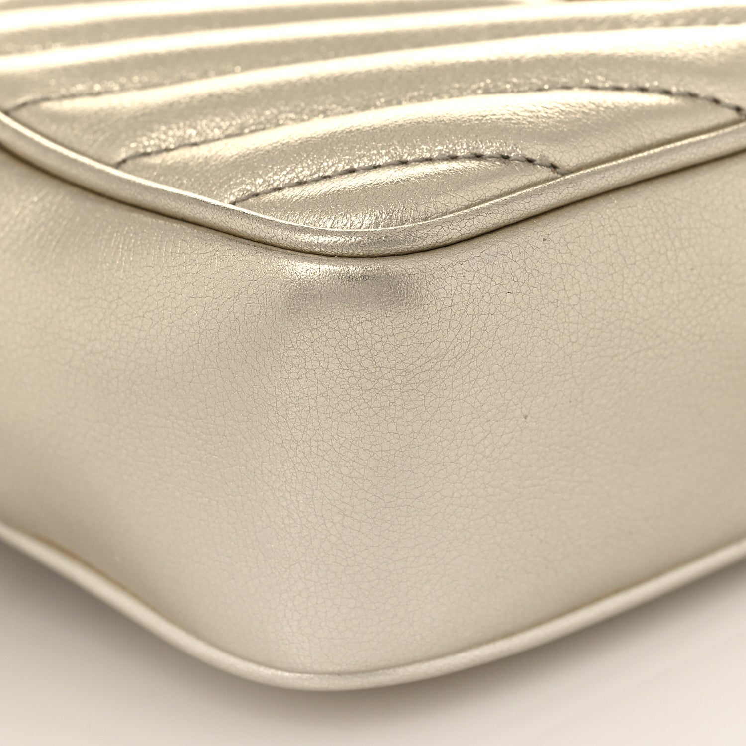 Saint Laurent Metallic Calfskin Matelasse Monogram Lou Belt Bag Platino 8 of 9