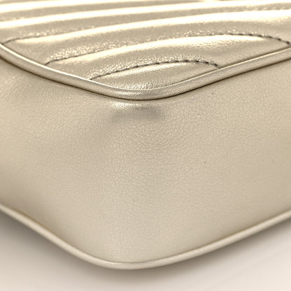 Saint Laurent Metallic Calfskin Matelasse Monogram Lou Belt Bag Platino 8 of 9