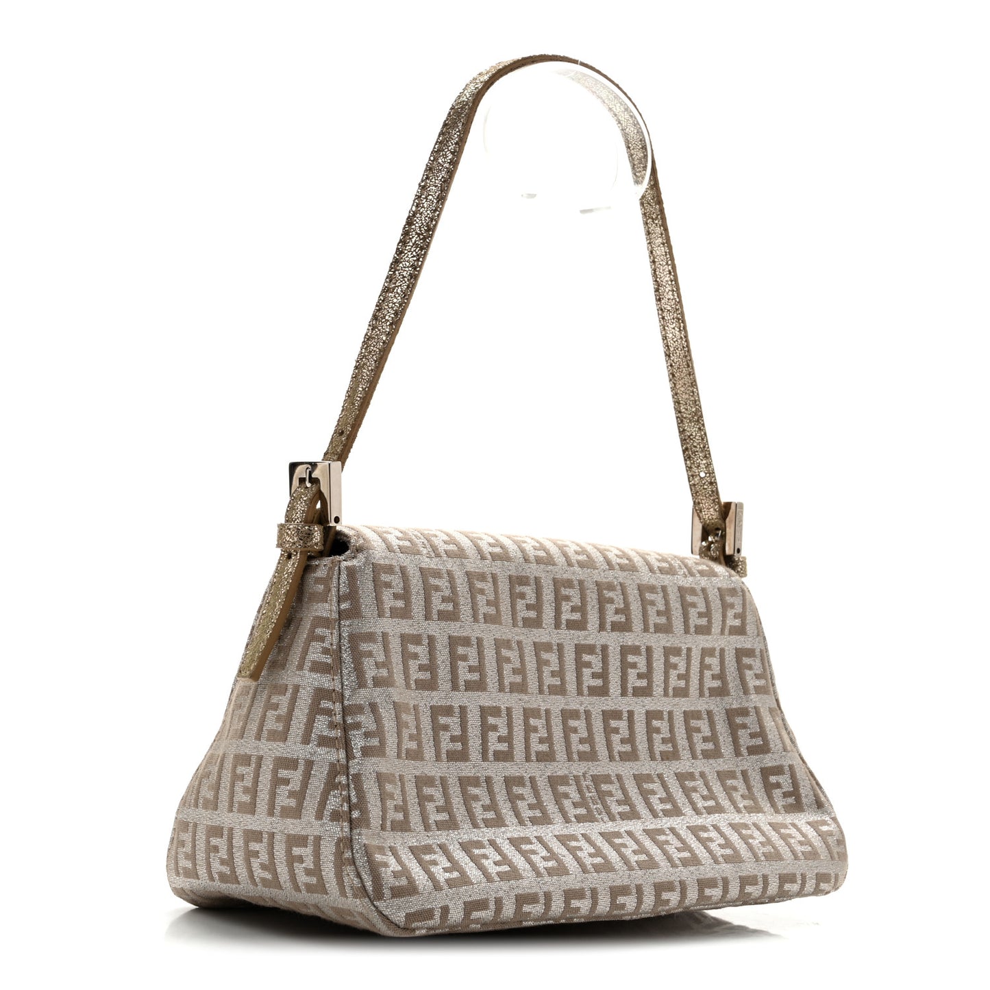 Metallic Jacquard Zucchino Suede Mini Mama Baguette Cipria Argento Grigio
