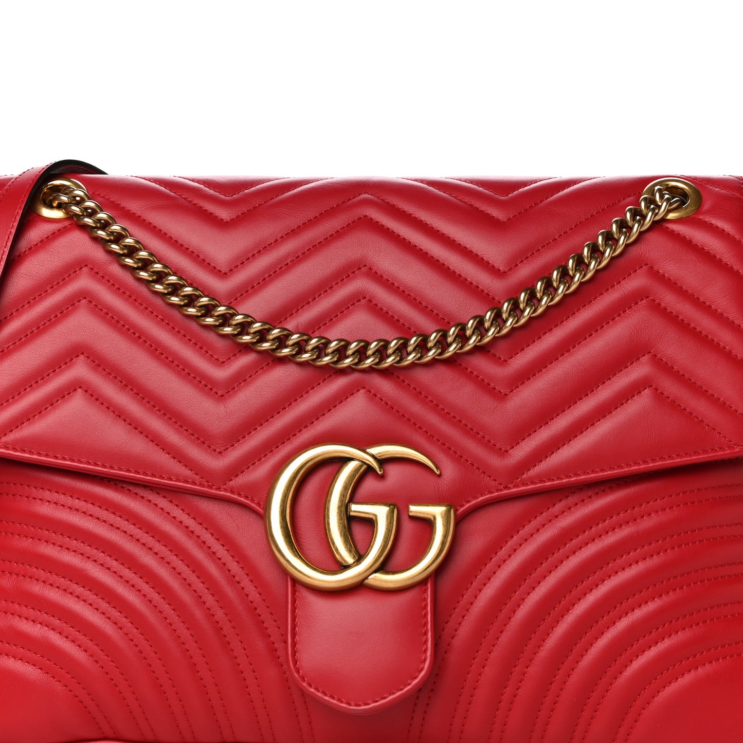 Calfskin Matelasse Large GG Marmont Shoulder Bag Hibiscus Red