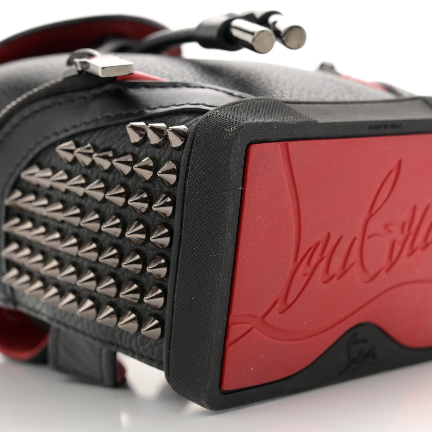 Christian Louboutin Calfskin Spiked Mini Explorafunk Keyring Bag Black 8 of 9