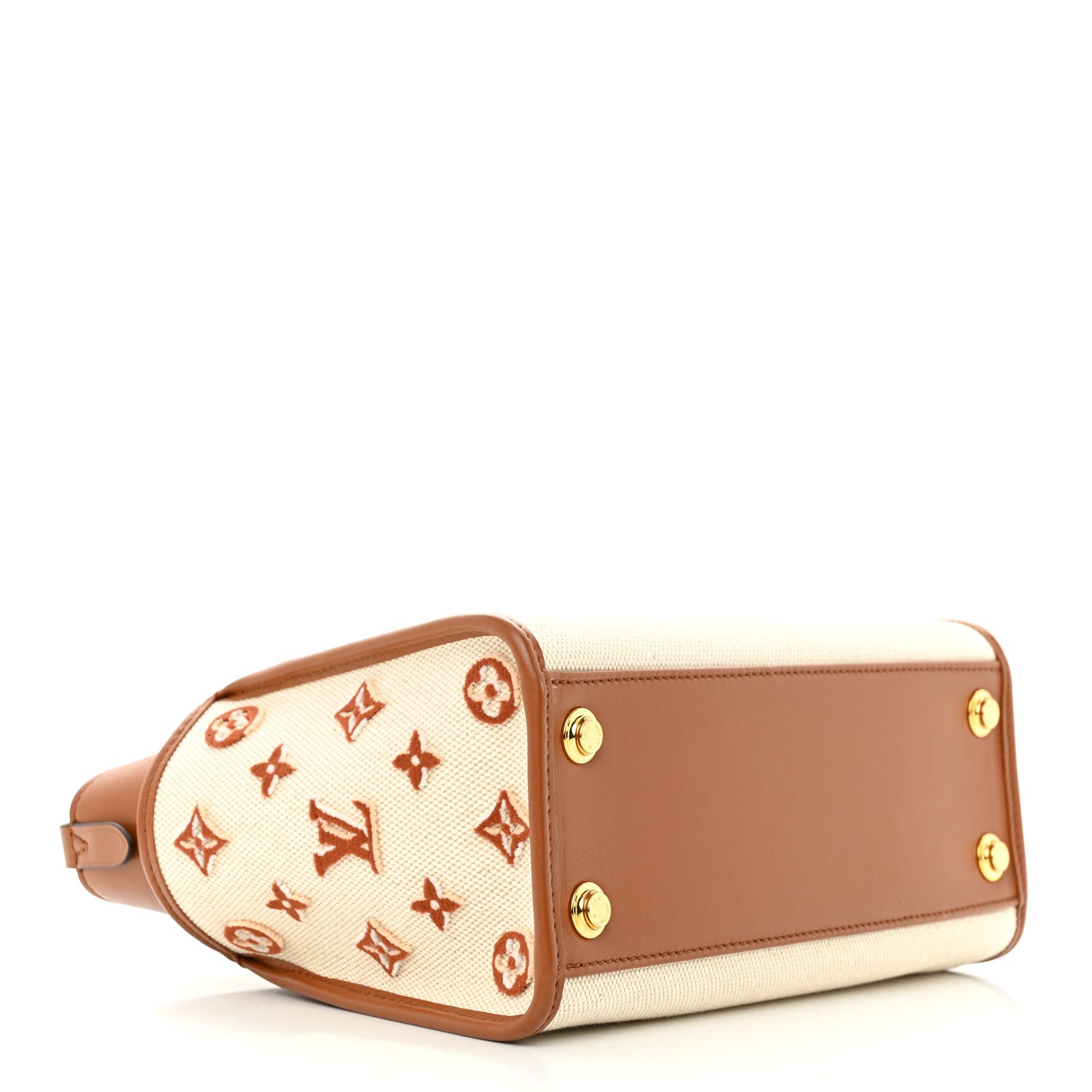 Louis Vuitton Canvas Calfskin Monogram On My Side PM Caramel Tan 4 of 9