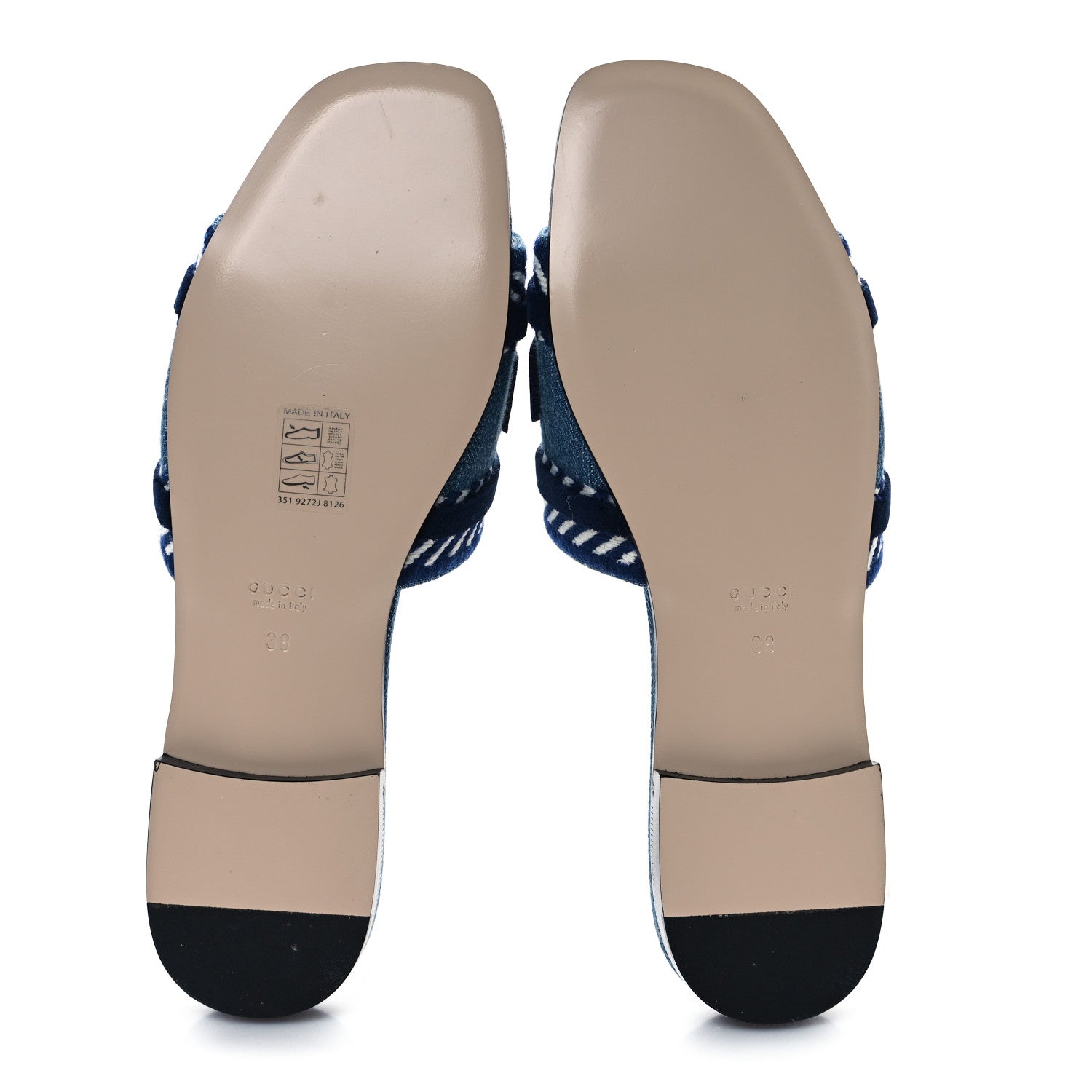 Gucci New Denim Logo Embroidered Slide Sandal 38 Light Blue 6 of 10