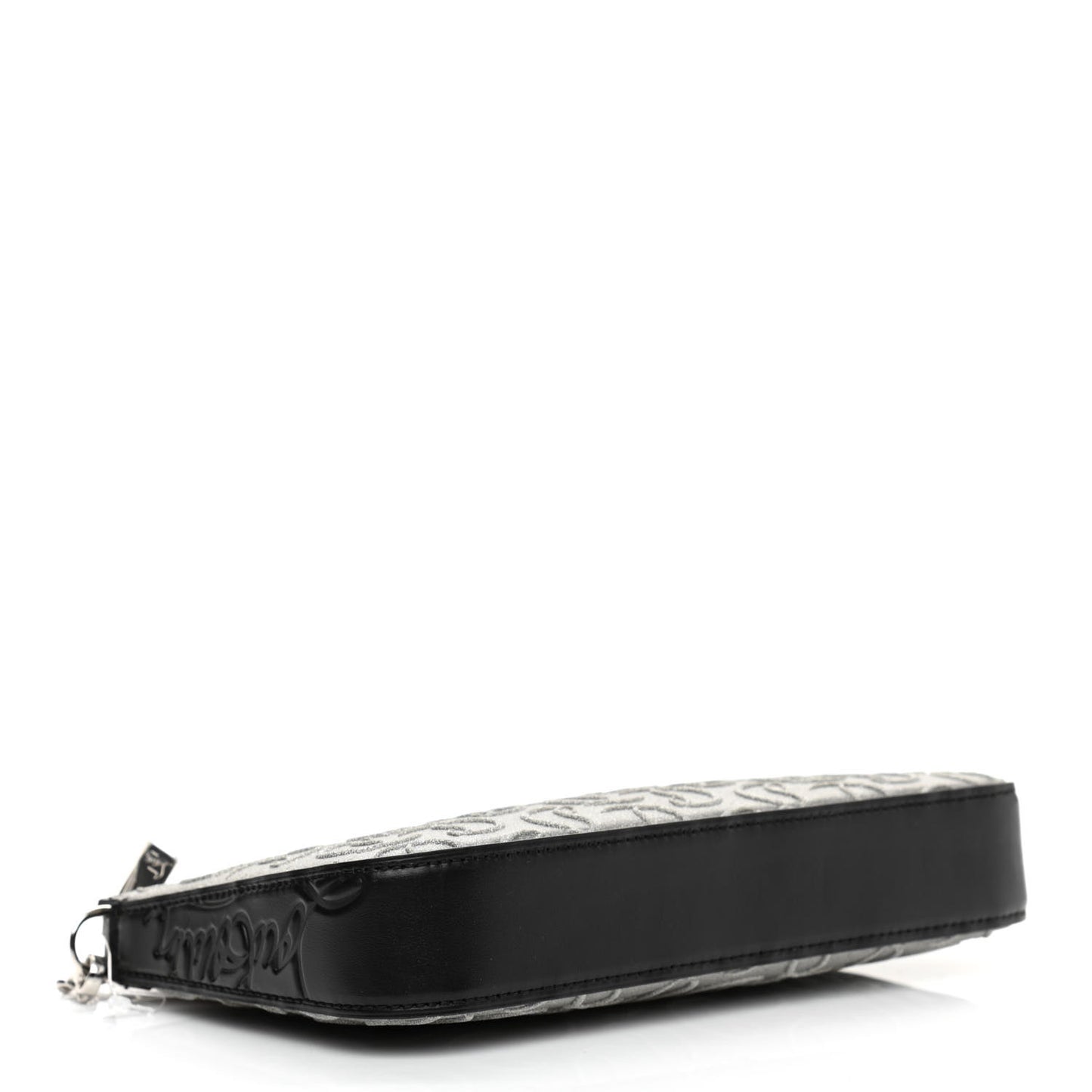 Glitter Calfskin Loubila Chain Clutch Silver