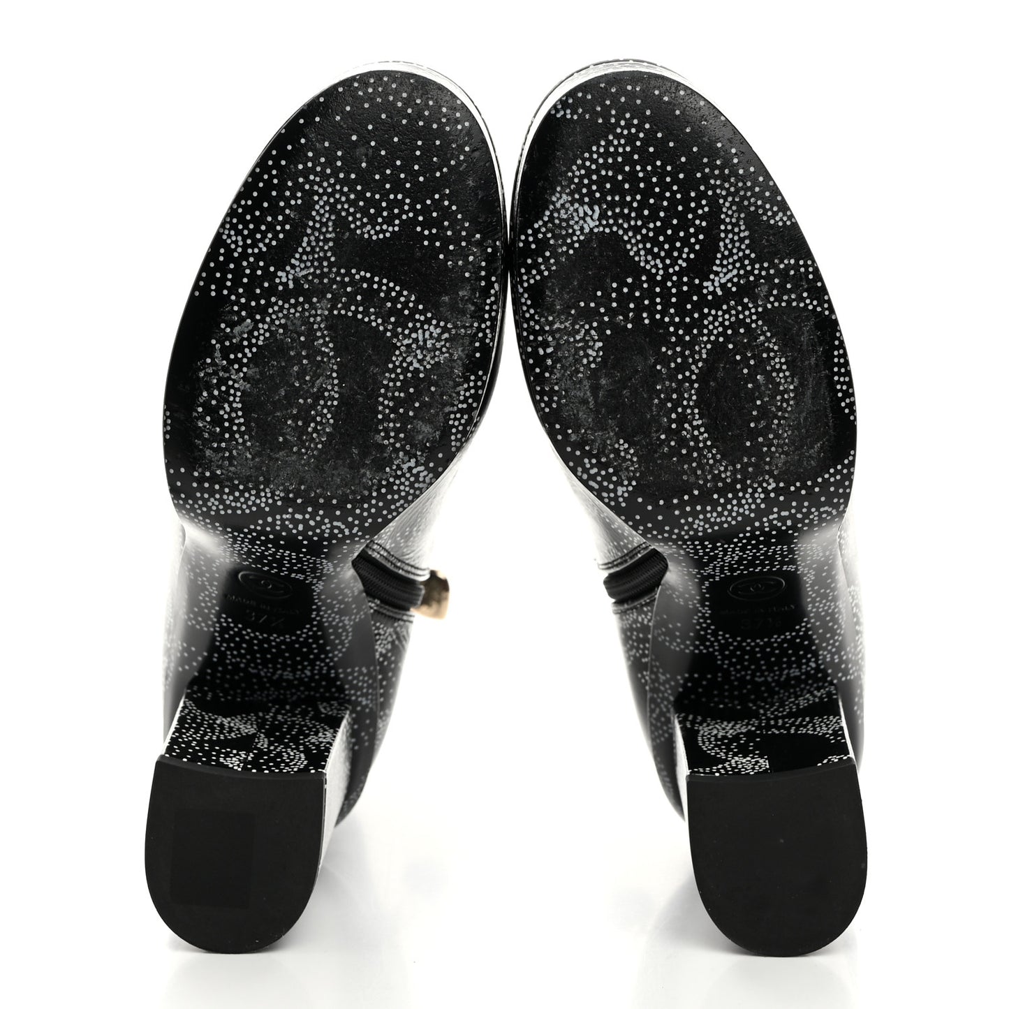 Calfskin Camellia Printed Ankle Boots 37.5 Black White