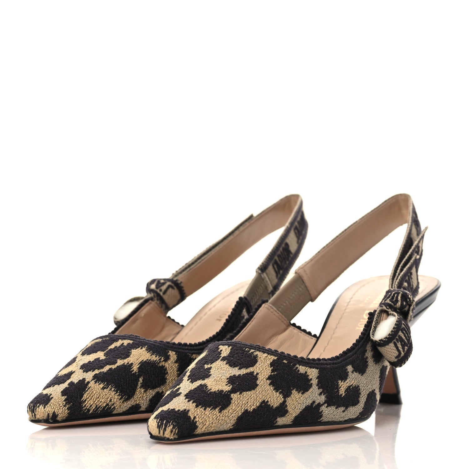 Christian Dior Mizza Cotton Ribbon Embroidered J'Adior Slingback 65mm Pumps 35 Natural 3 of 10