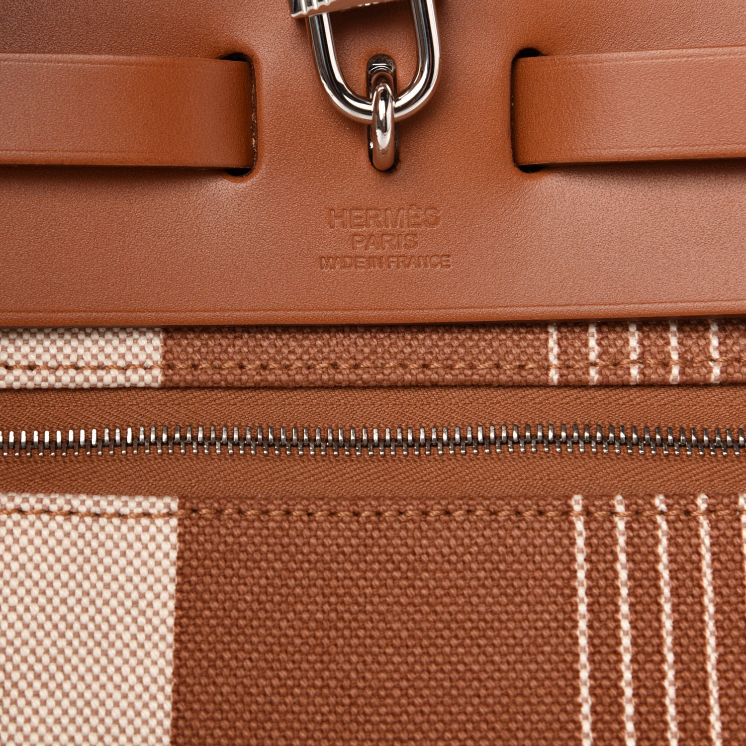 Hermes Vache Hunter Toile H Vibration Herbag Zip Retourne 31 PM Fauve Ecru Beige 9 of 12
