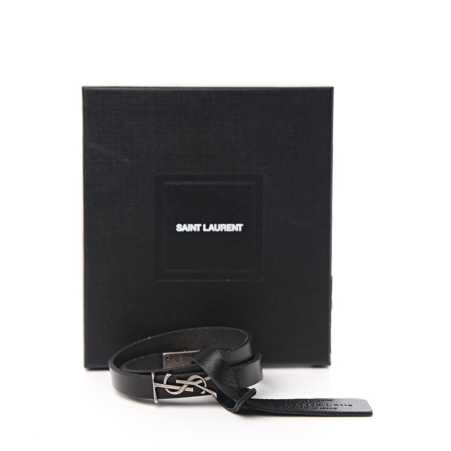 Saint Laurent Calfskin Double Wrap Bracelet L Black 4 of 4
