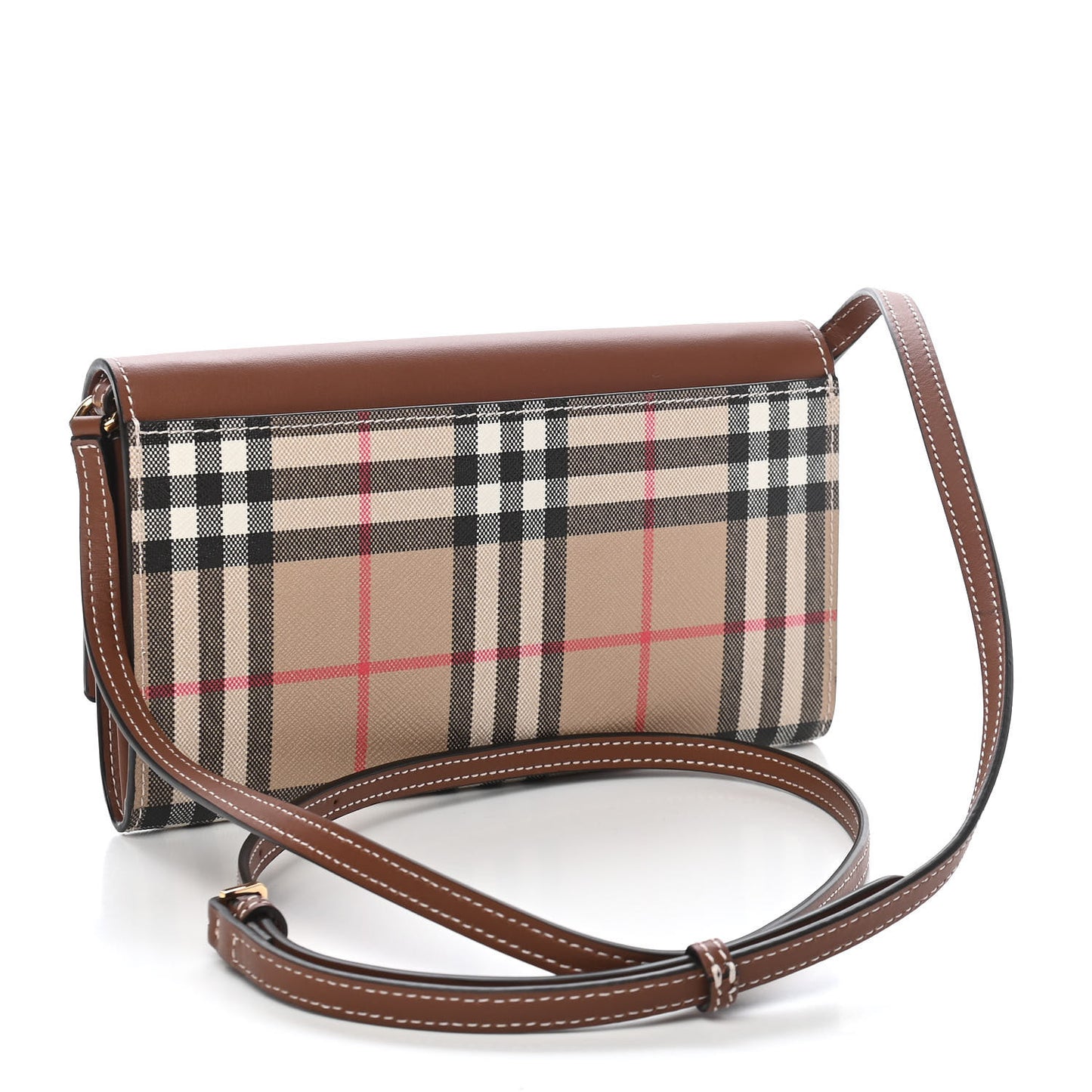 Calfskin Vintage Check Wallet With Detachable Strap Archive Beige Tan