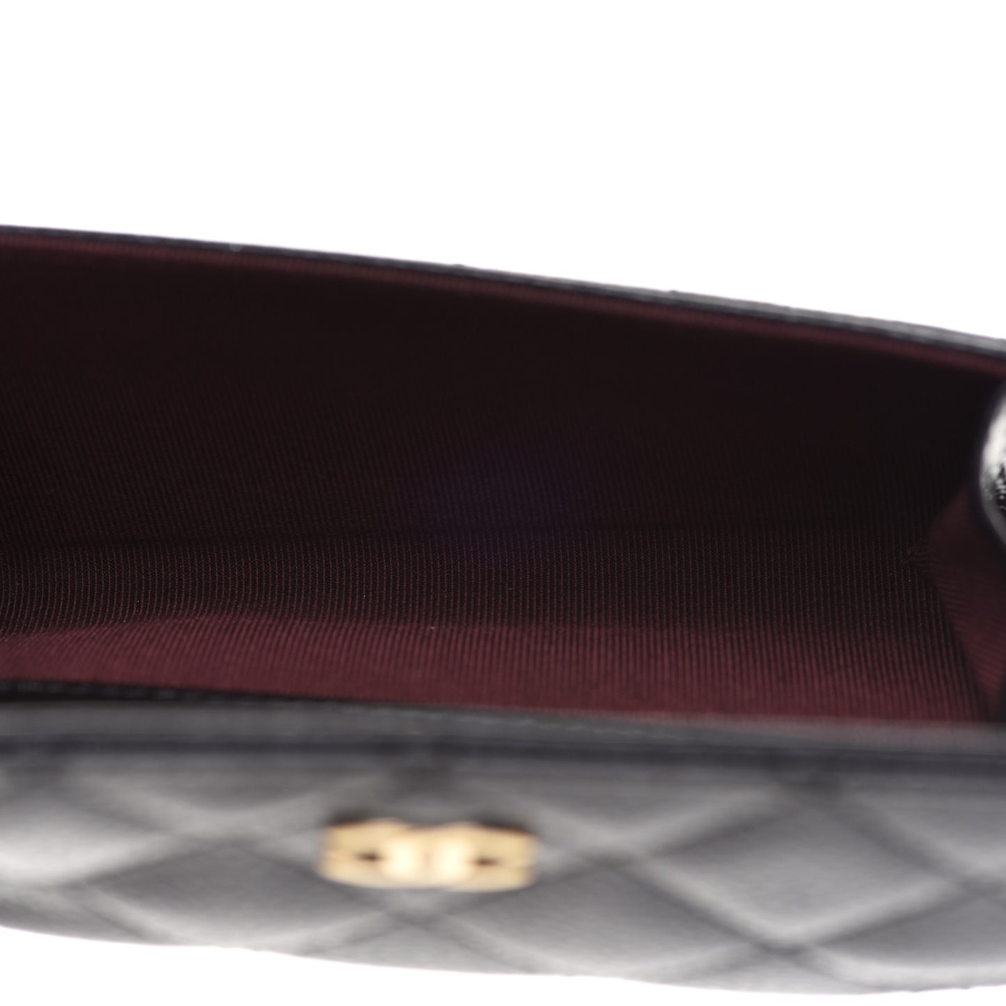 Caviar Quilted Flap Card Holder Black