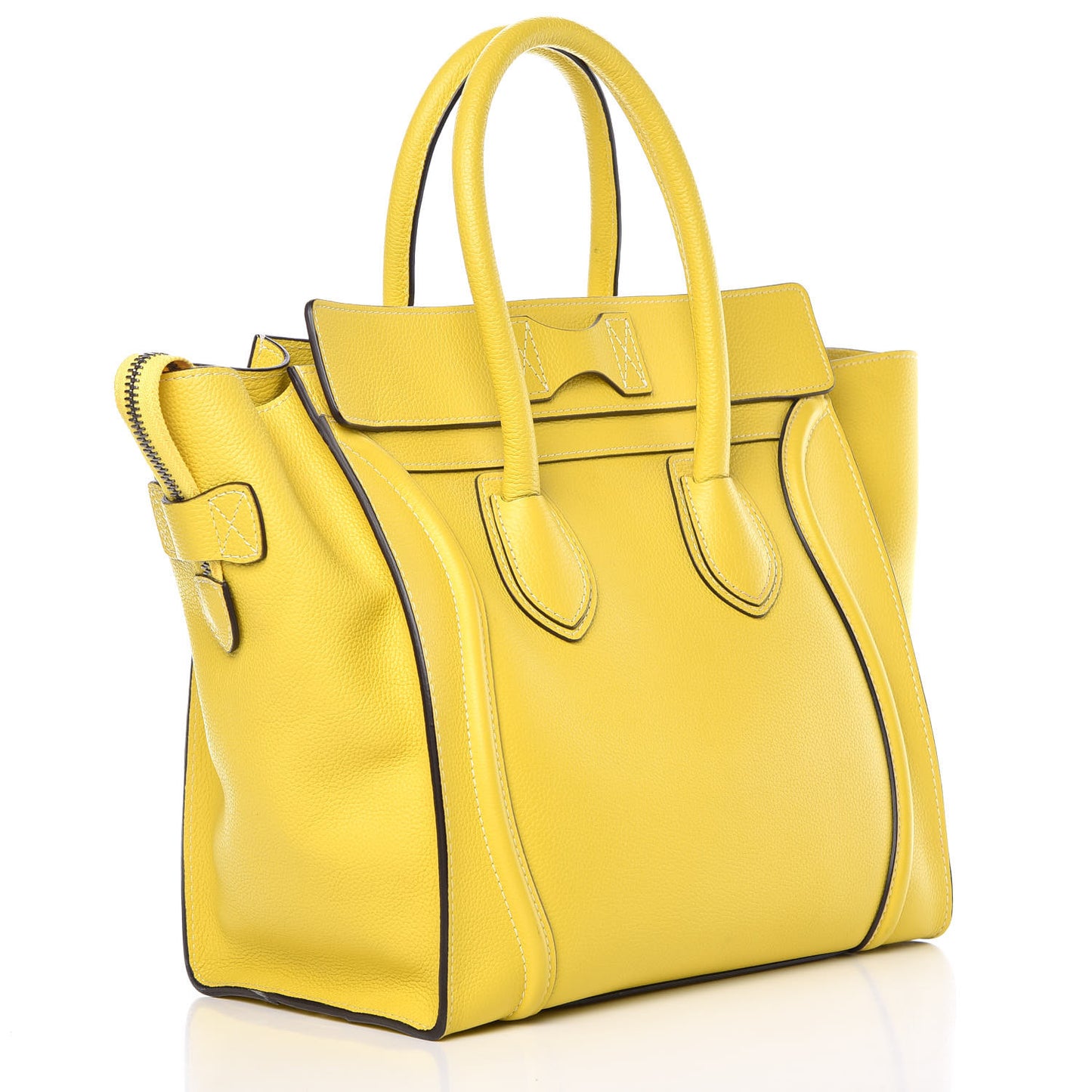 Drummed Calfskin Mini Luggage Citron