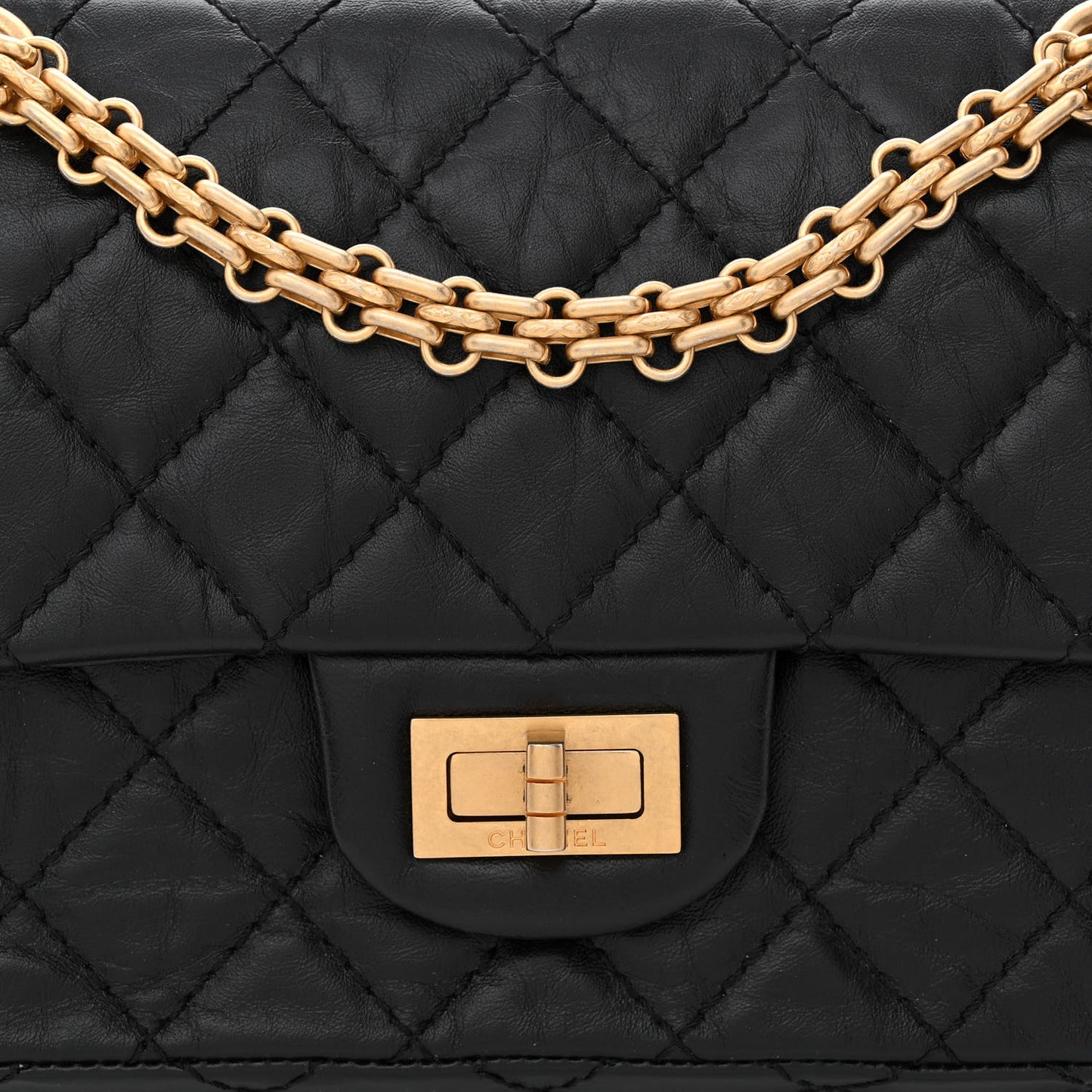 Aged Calfskin Quilted 2.55 Reissue Mini Flap Black