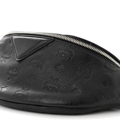 MCM Calfskin Ottomar Monogram Fursten Belt Bag Black 9 of 10