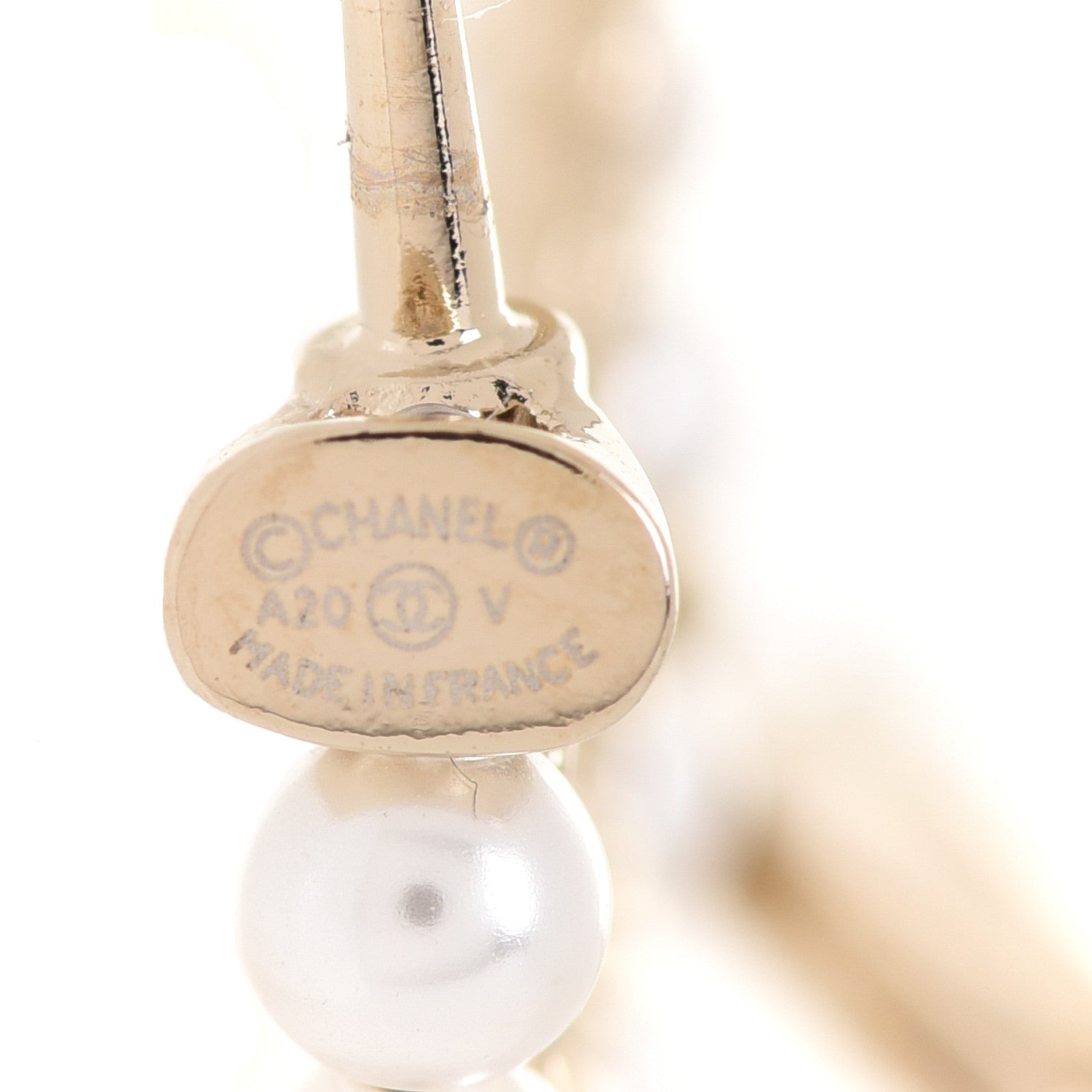 Chanel Pearl Charms CC Hoop Earrings Gold 4 of 5