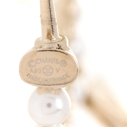Chanel Pearl Charms CC Hoop Earrings Gold 4 of 5