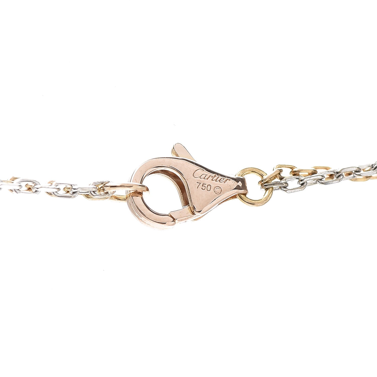Cartier 18K White Pink Gold Diamond Three Ring LOVE Pendant Necklace 4 of 9