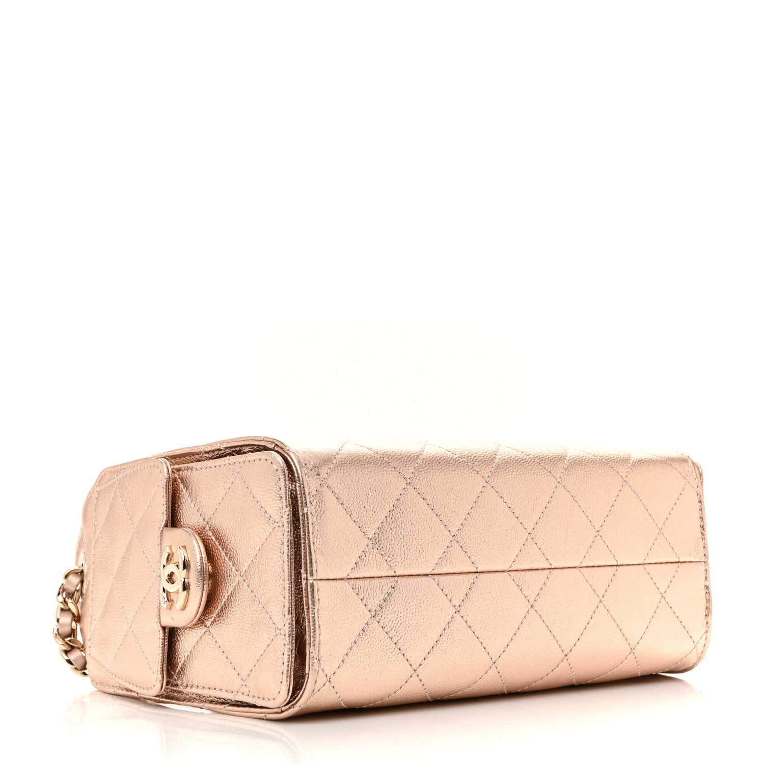 Chanel Metallic Caviar Quilted Mini Chanel 25 Handbag Copper