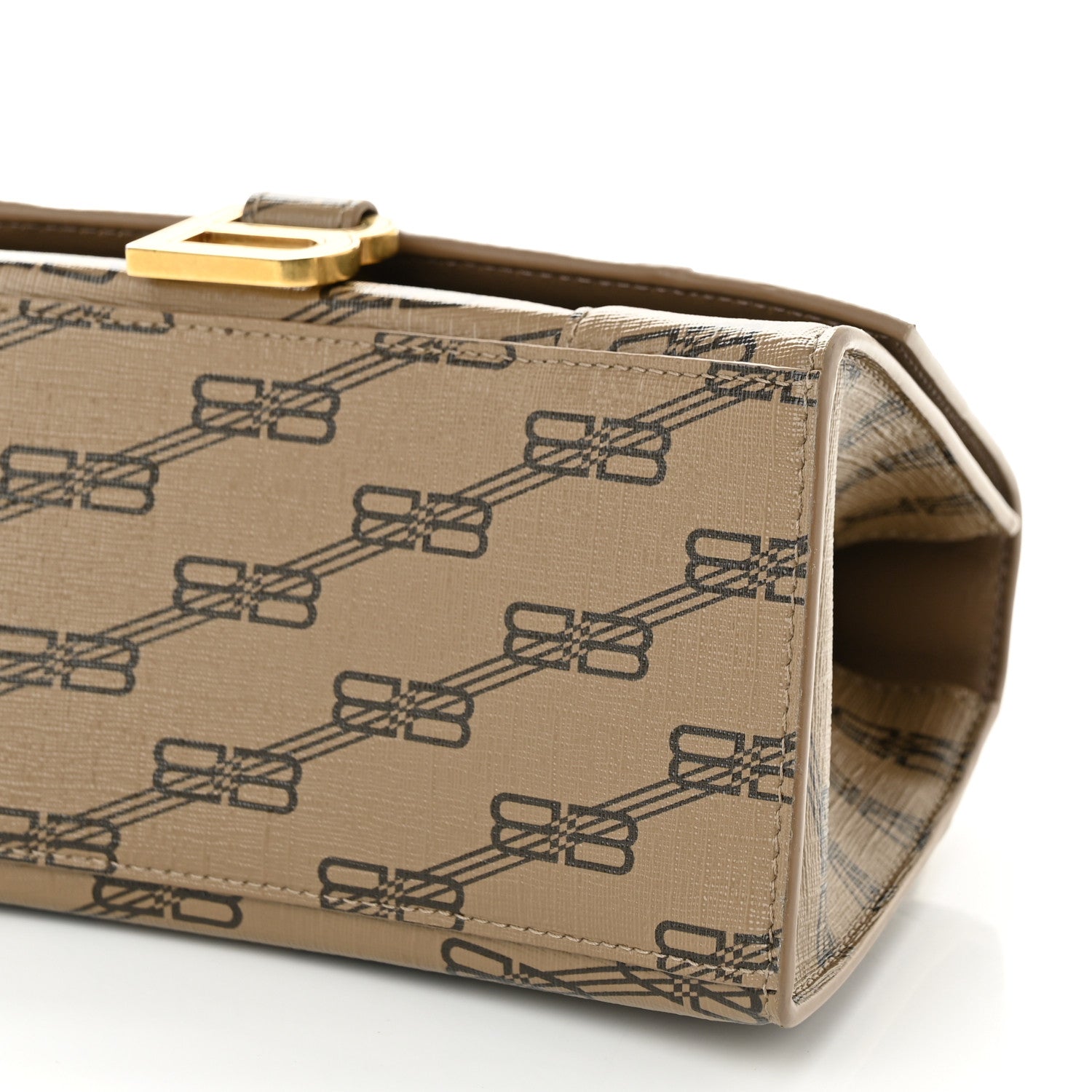 Balenciaga Coated Canvas BB Monogram Small Hourglass Top Handle Bag Beige Brown 9 of 12